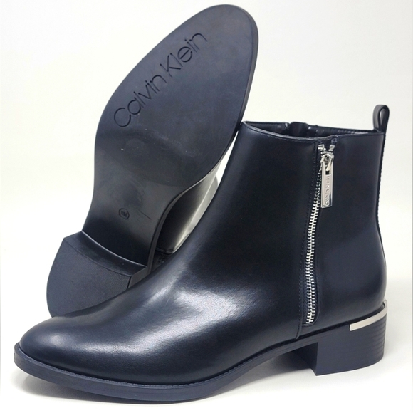 Calvin Klein Women's Deona2 Block Heel Ankle Boots Booties Black Size 11M New - Picture 1 of 11